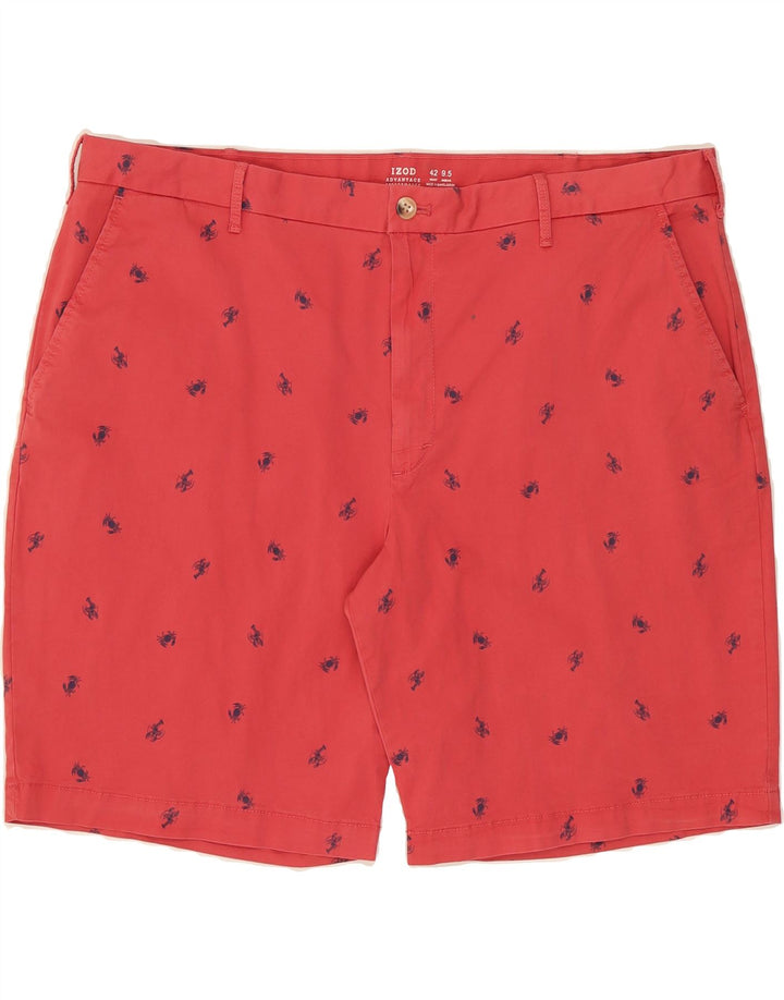 IZOD Mens Abstract Pattern Chino Shorts W42 2XL Red Cotton Vintage Izod and Second-Hand Izod from Messina Hembry 