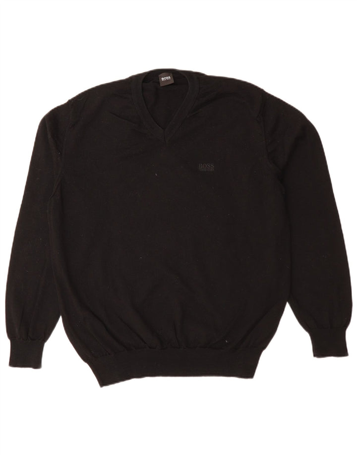 Pulover cu decolteu în V HUGO BOSS pentru bărbați, negru mediu