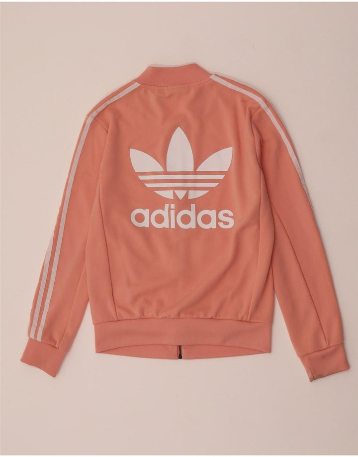 Jachetă de top pentru trening cu grafică Adidas pentru femei UK 8, poliester roz mic