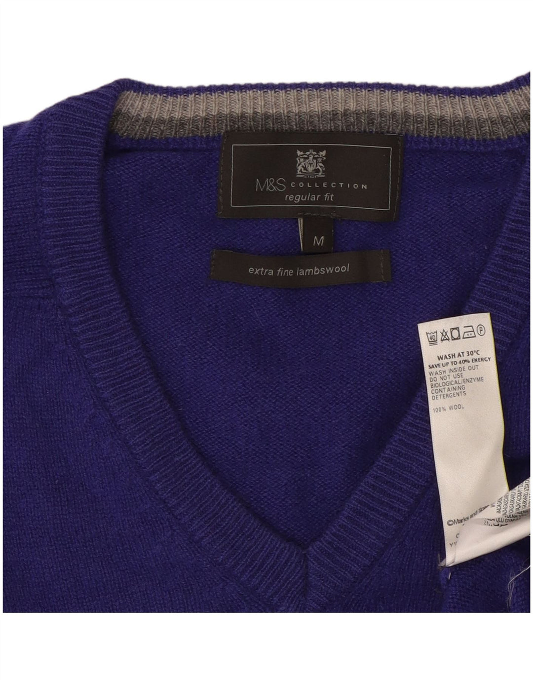 Pulover pentru bărbați Marks & Spencer, cu formă regulată, din lână violet mediu