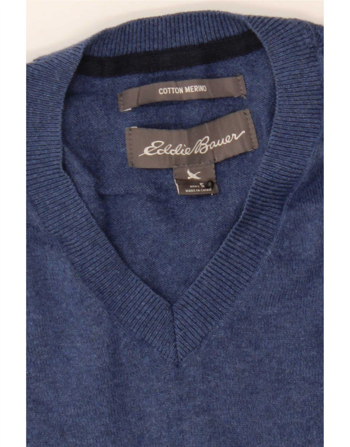 Pulover pentru bărbați cu decolteu în V Eddie Bauer, bumbac albastru mic