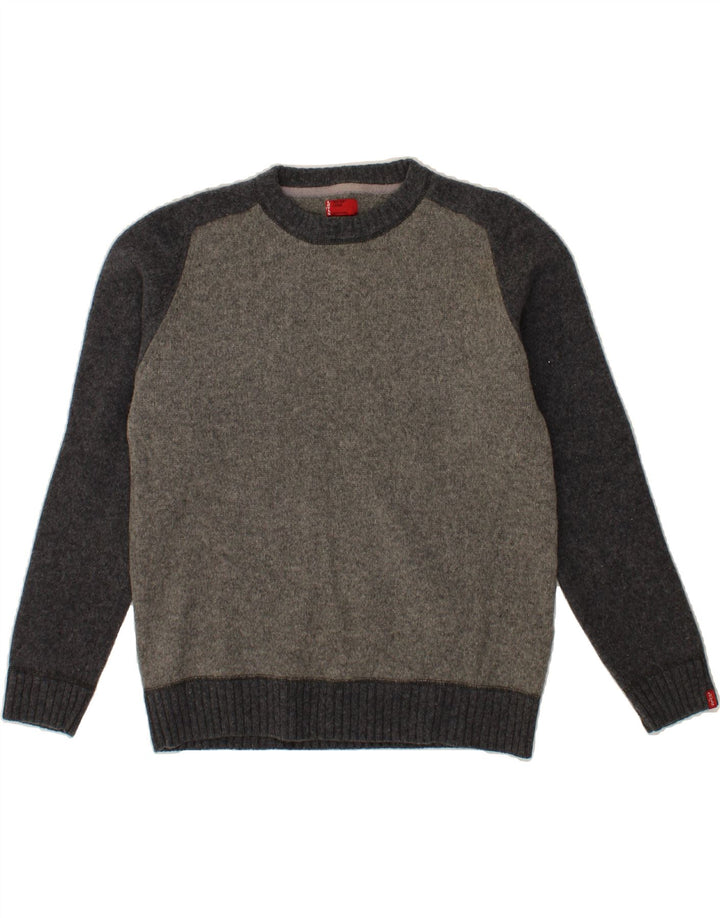 LEVI'S Pulover pentru bărbați cu decolteu rotund, mare, gri, lână de miel color bloc