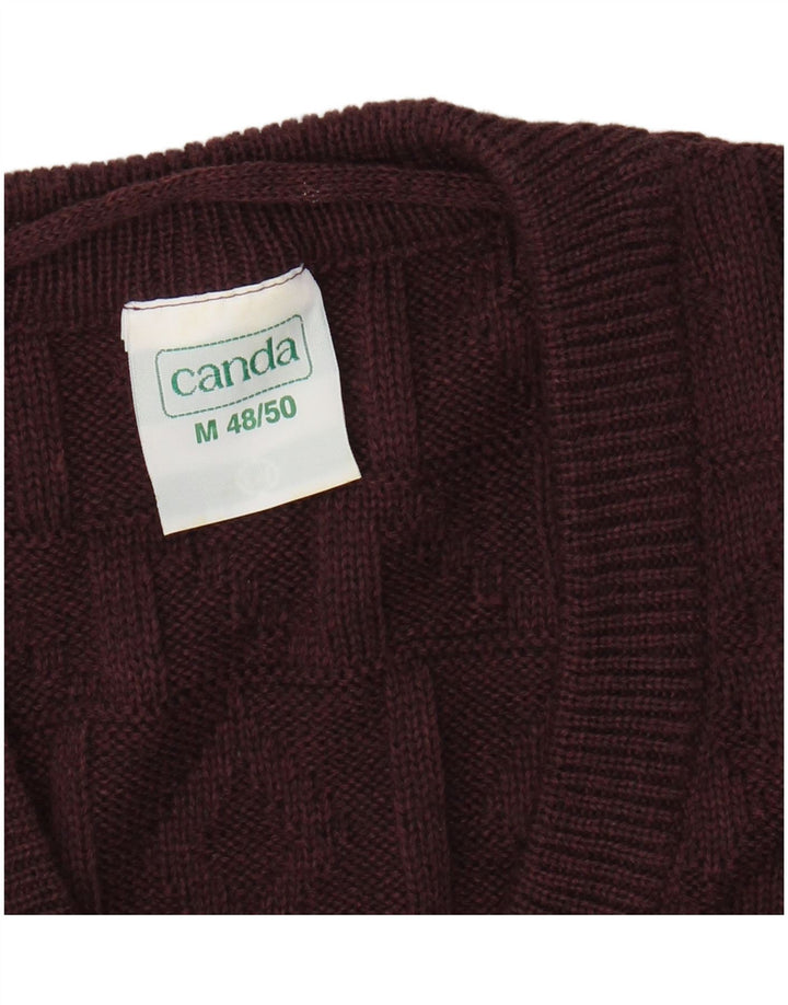CANDA Vest pentru bărbați Tank Top EU 48/50 Medium Burgundy Argyle/Diamond Acrylic