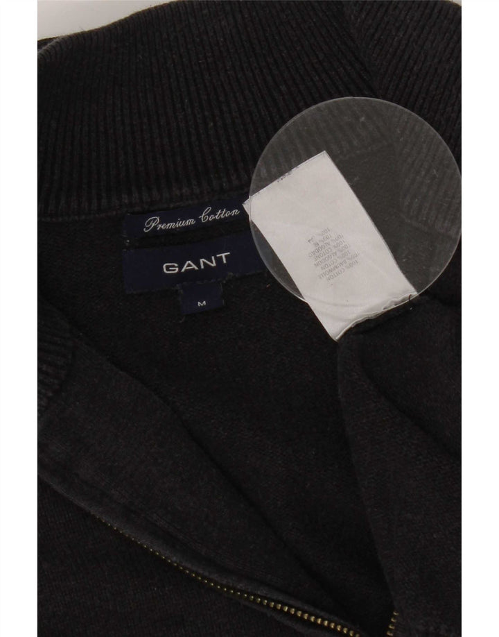 Pulover pentru bărbați Gant, cu fermoar și gât, bumbac, gri mediu