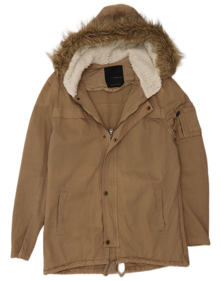 Jachetă parka cu glugă pentru bărbați Zara UK 36 Bej mic