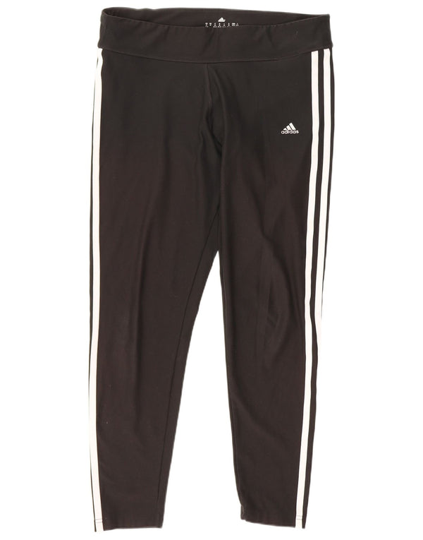 Leggings grafic Adidas pentru femei UK 12 W30 L25 Poliester negru