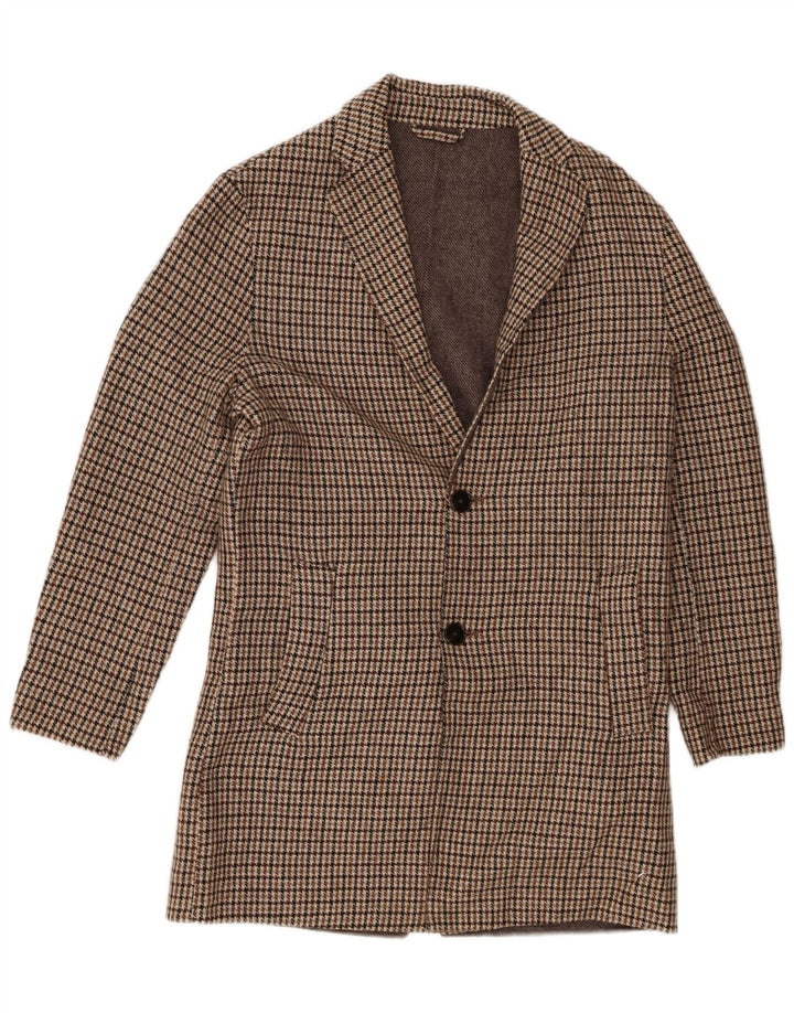 Zara Pardesiu pentru bărbați UK 36 Small Brown Houndstooth Poliester