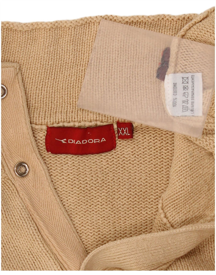Pulover pentru bărbați Diadora cu gât cu nasturi, bumbac XL, bej