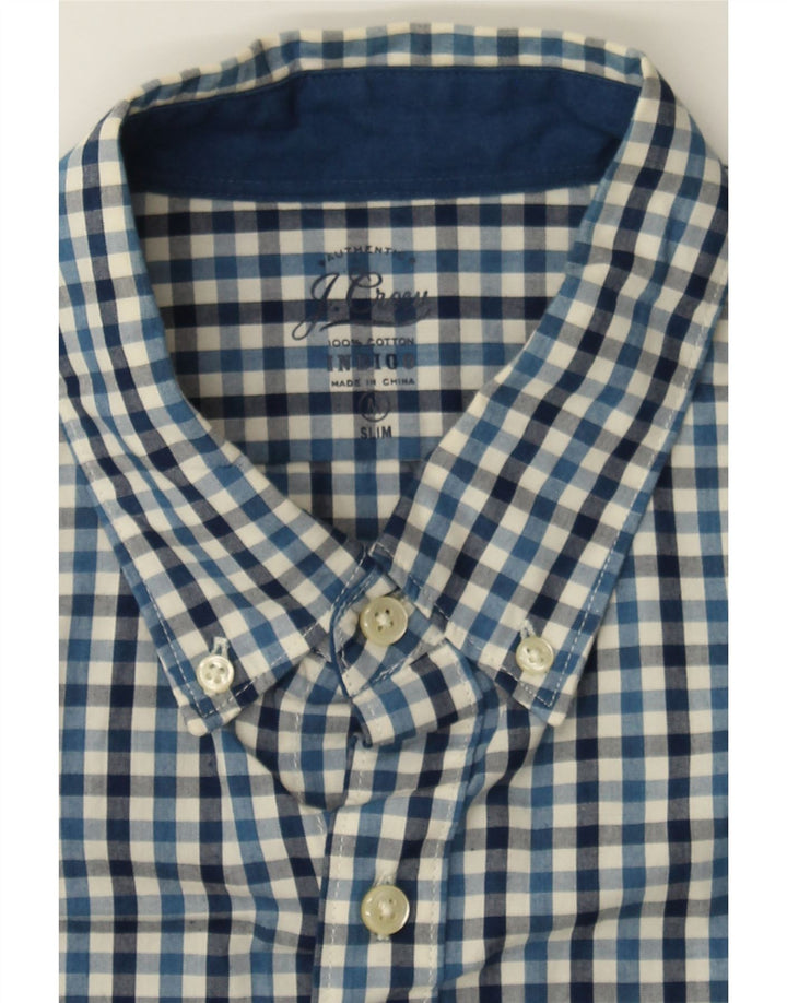 J. CREW Mens Slim Shirt Medium Blue Gingham Cotton Vintage J. Crew and Second-Hand J. Crew from Messina Hembry 