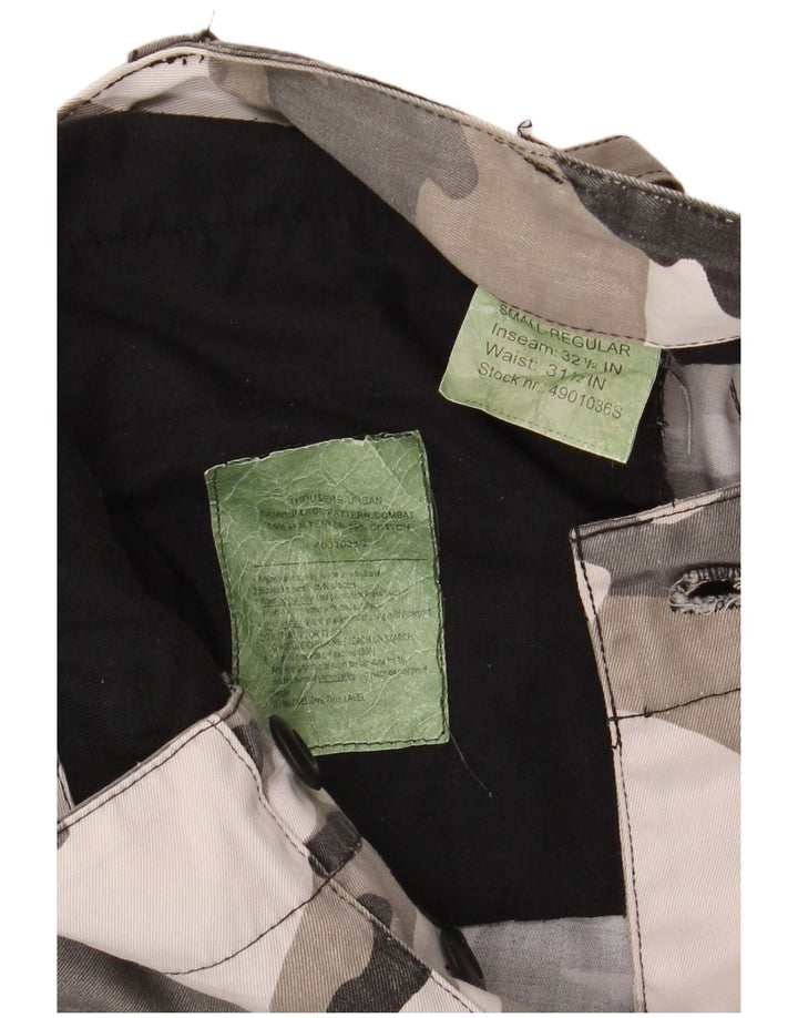 Pantaloni cargo obișnuiți pentru bărbați VINTAGE Mici L31.5 L32.5 Camuflaj gri