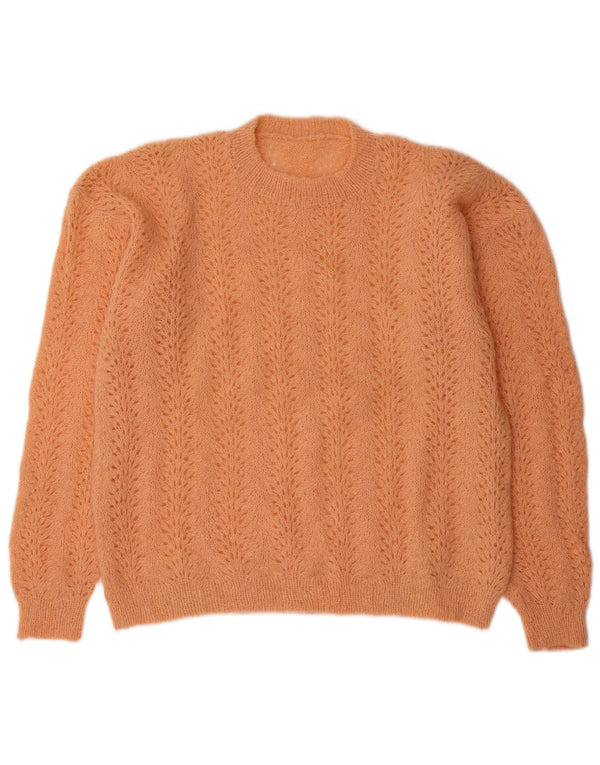 Pulover vintage pentru femei cu decolteu rotund UK 14 mare roz