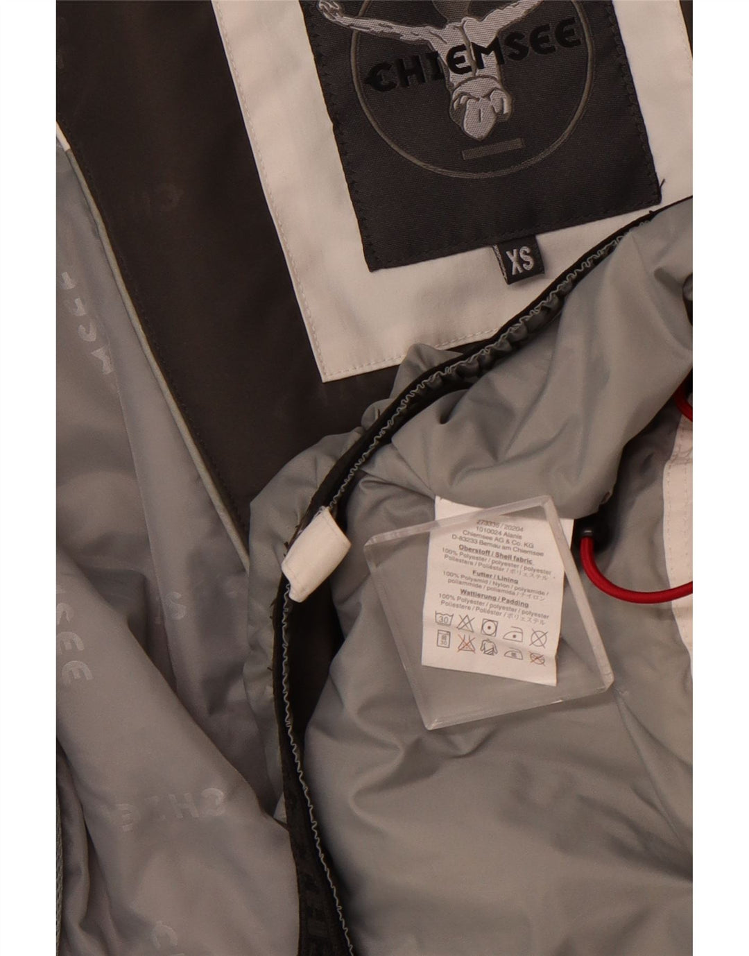 Jachetă de vânt pentru femei CHIEMSEE, cu glugă, UK 6 XS, alb, bloc de culoare