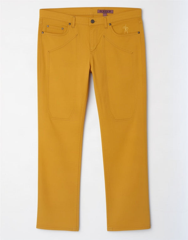 Pantaloni casual drepti pentru femei Jeckerson W33 L31 bumbac galben