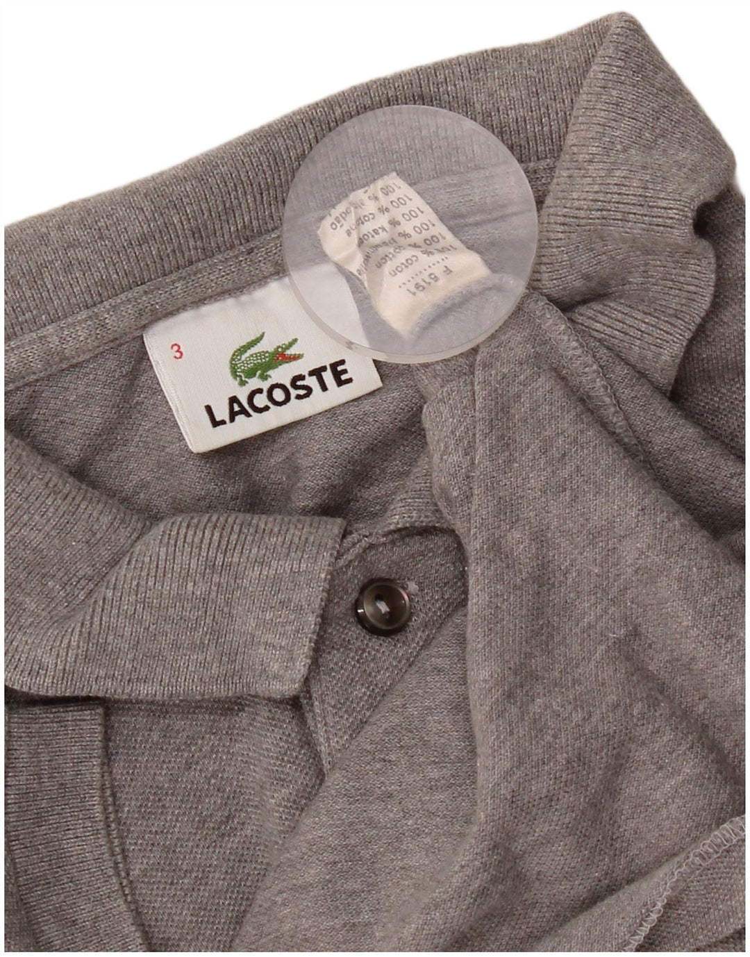 Tricou polo Lacoste pentru bărbați, mărimea 3, bumbac gri mic