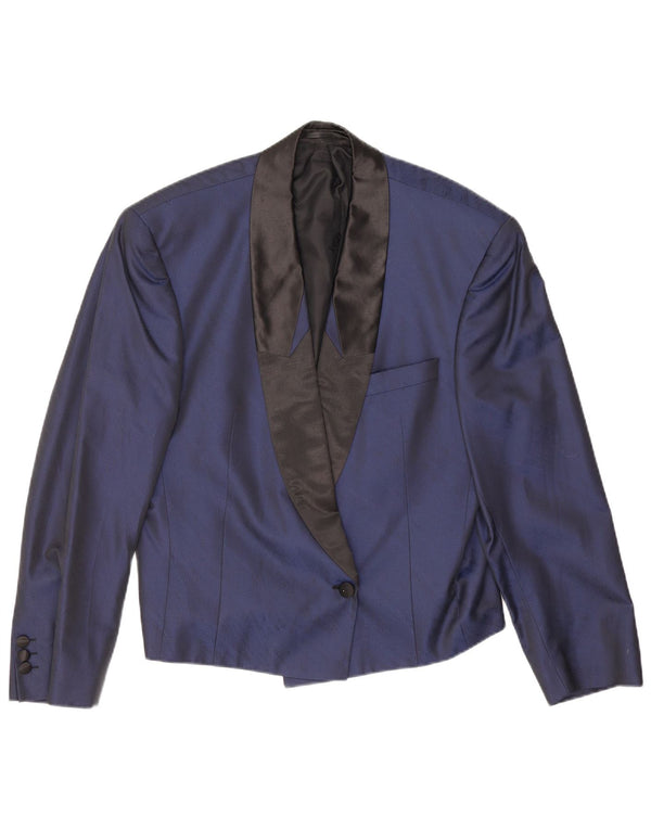 Jachetă Blazer pentru femei cu 1 nasture UK 16 mare, albastru bleumarin, bumbac