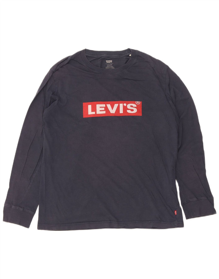 Tricou cu mânecă lungă cu grafică relaxată Levi's pentru bărbați, bumbac, albastru bleumarin