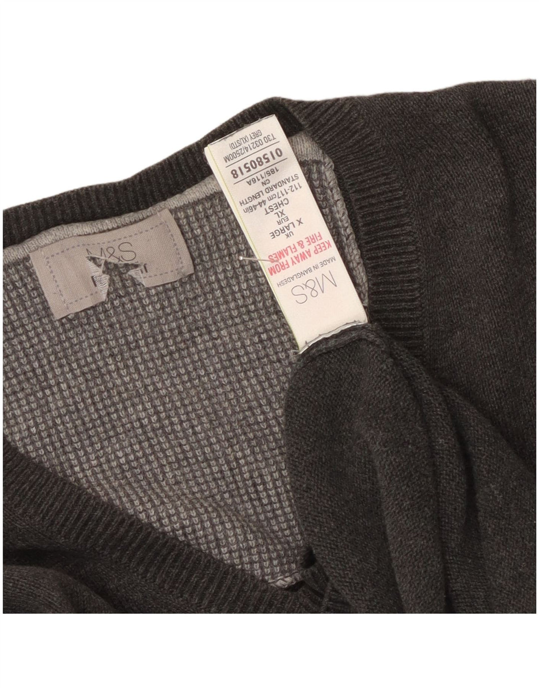 Pulover pentru bărbați Marks & Spencer, cu decolteu în V, XL, bumbac gri