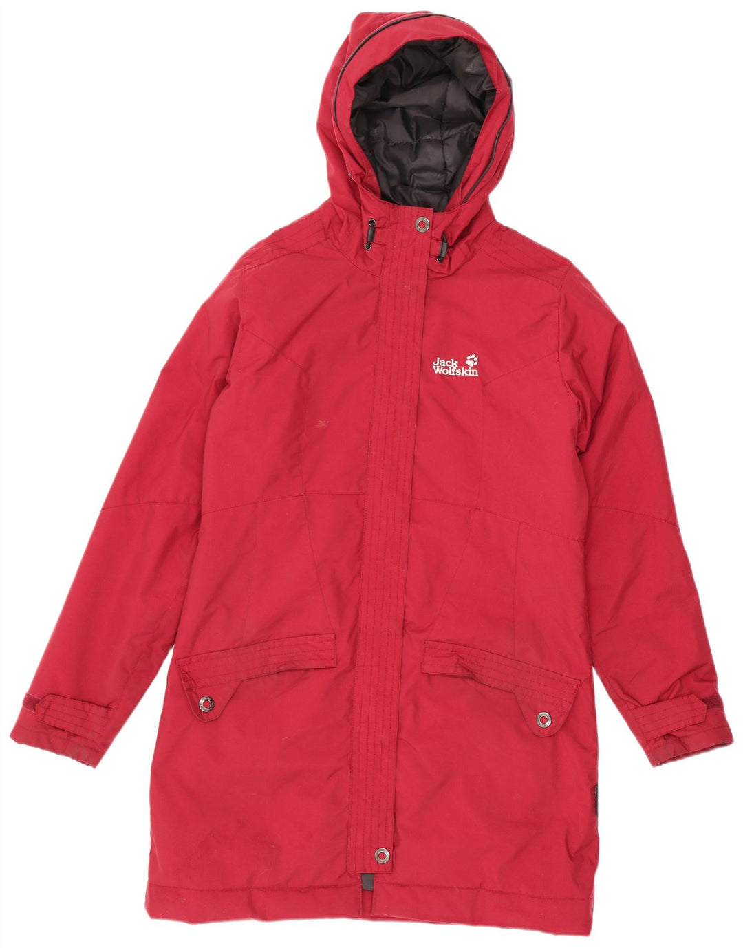 Jack Wolfskin Jachetă de vânt cu glugă pentru femei UK 10 Poliester roșu mic