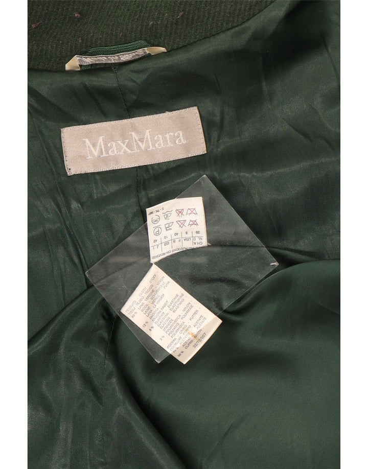 Max Mara pardesiu supradimensionat pentru femei UK 10 mic verde lână