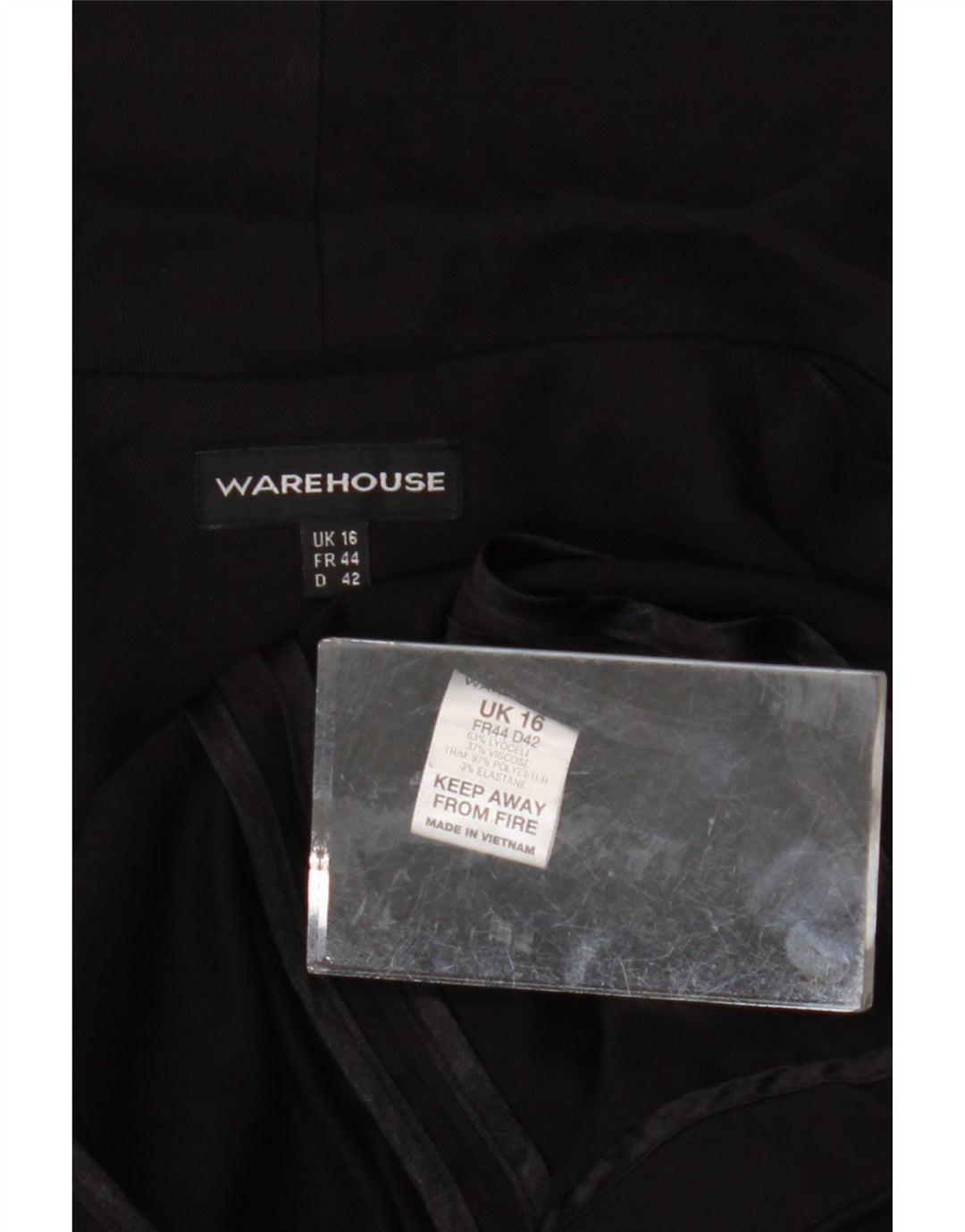 WAREHOUSE Womens Asymmetric Bolero Top UK 16 Large  Black Lyocell