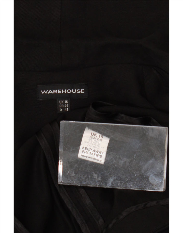 WAREHOUSE Womens Asymmetric Bolero Top UK 16 Large  Black Lyocell