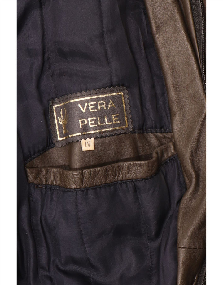 Palton din piele vintage pentru bărbați UK 38 din piele maro medie