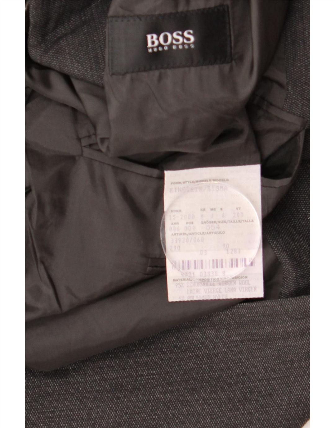 Blazer pentru bărbați HUGO BOSS cu 3 nasturi EU 54 2XL Lână gri