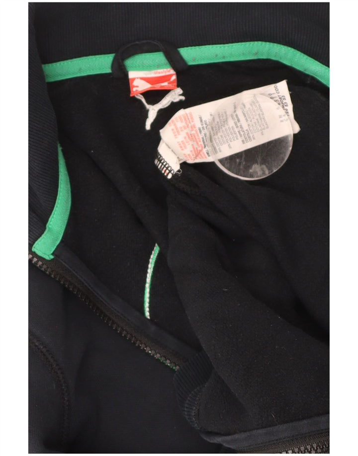 PUMA Boys Graphic Tracksuit Top Jacket 13-14 Years Black Cotton