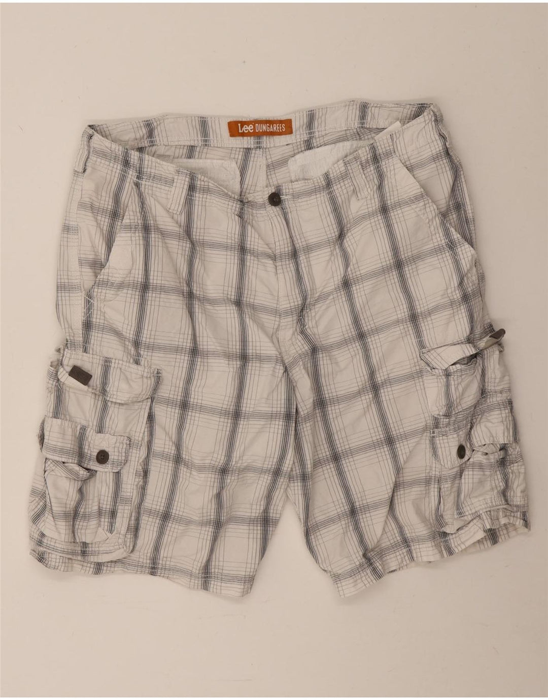 Pantaloni scurți cargo pentru bărbați Lee W38 XL, bumbac cu check alb