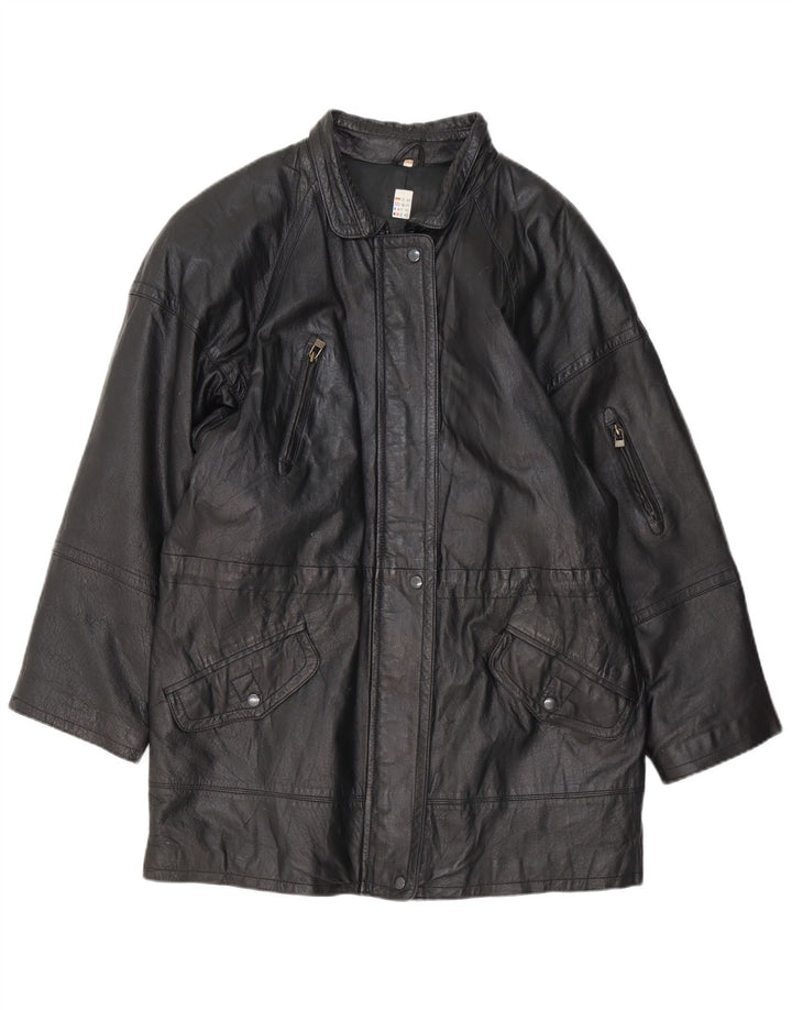 Geaca de piele vintage pentru femei EU 40 Medium Black