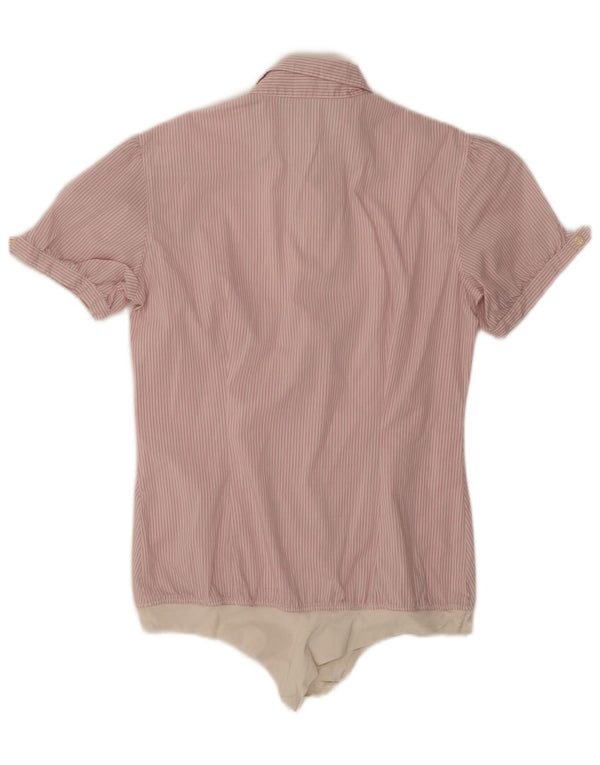 Body cămașă Benetton pentru femei UK 14 Medium Pink Pinstripe