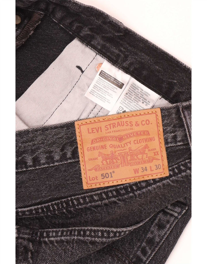 Blugi drepti pentru bărbați Levi's 501 W34 L30 bumbac negru