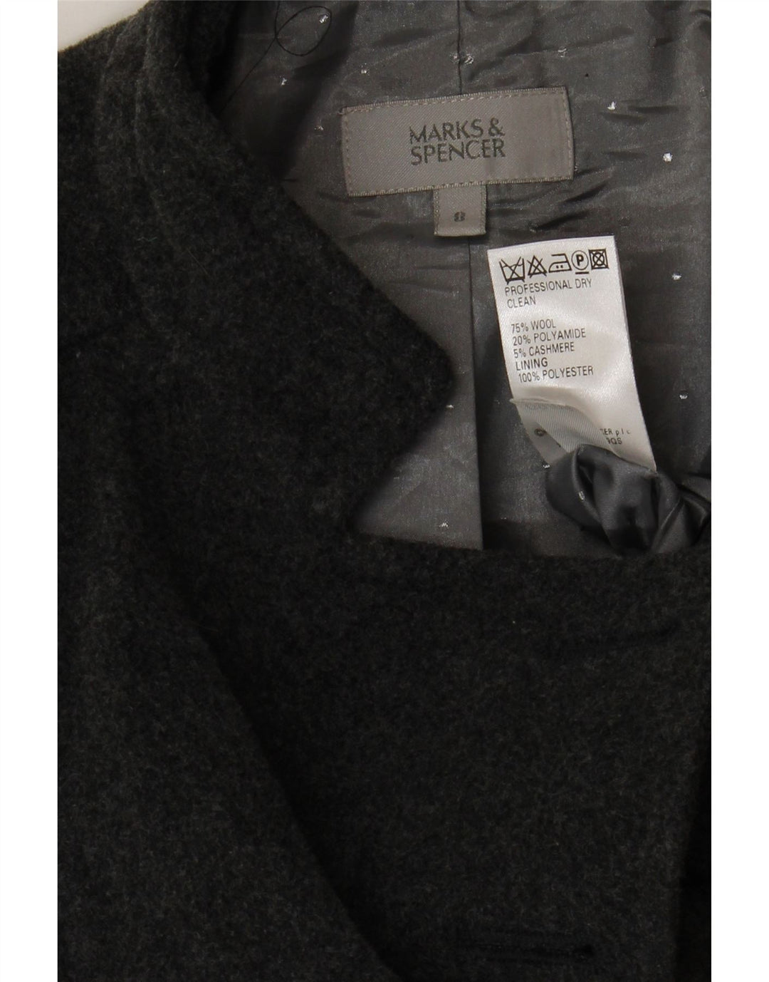 MARKS & SPENCER pardesiu pentru femei UK 8 mic din lână gri