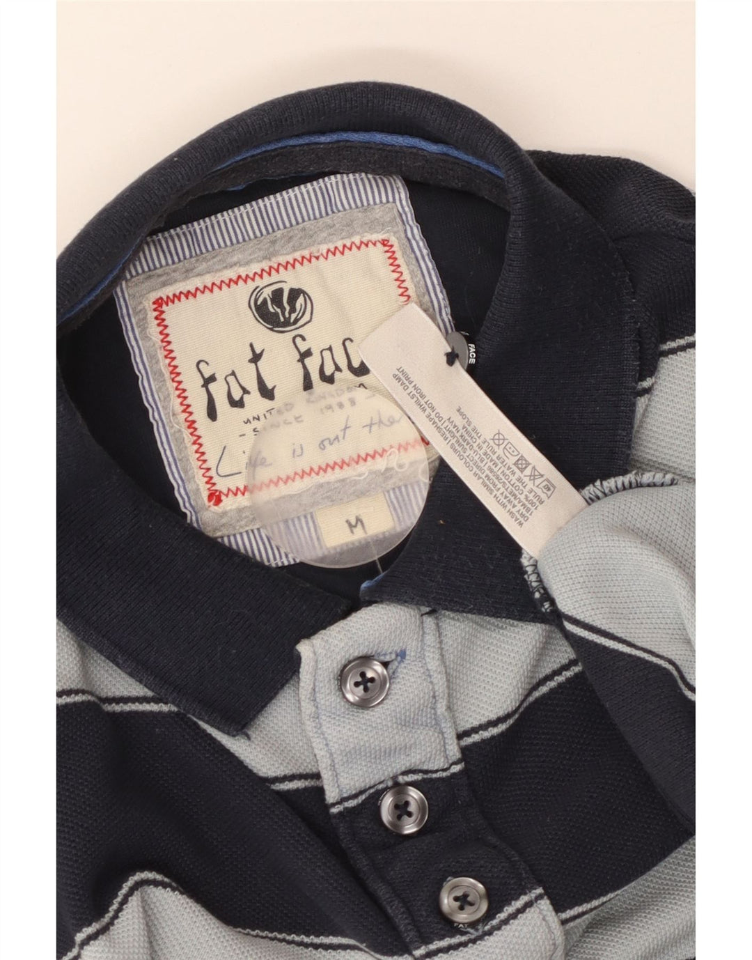 Tricou polo pentru bărbați FAT FACE, bumbac cu dungi albastru bleumarin mediu