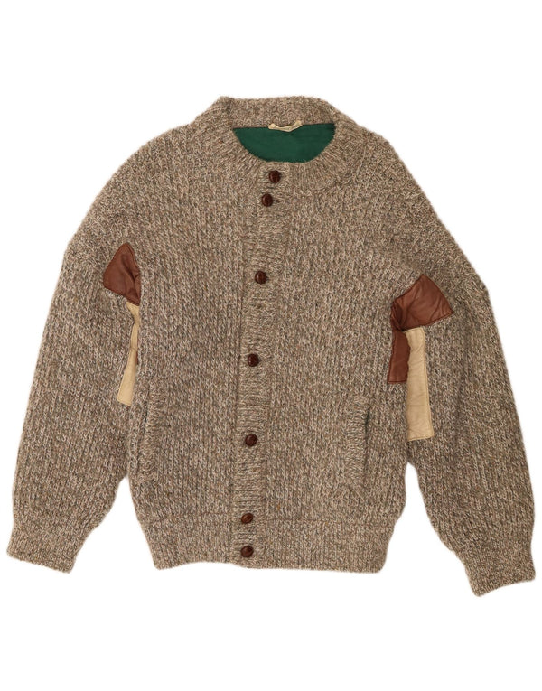 Pulover Cardigan Vintage pentru bărbați IT 52 Lână mare, gri cu pete