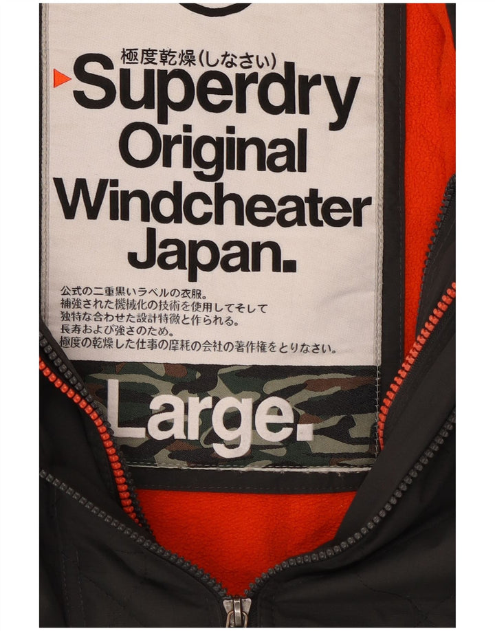 Jachetă de vânt cu glugă Superdry pentru bărbați UK 40, mare, gri din nailon