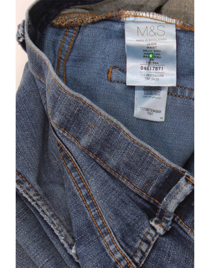 Blugi drepti pentru bărbați Marks & Spencer W34 L33 Bumbac albastru
