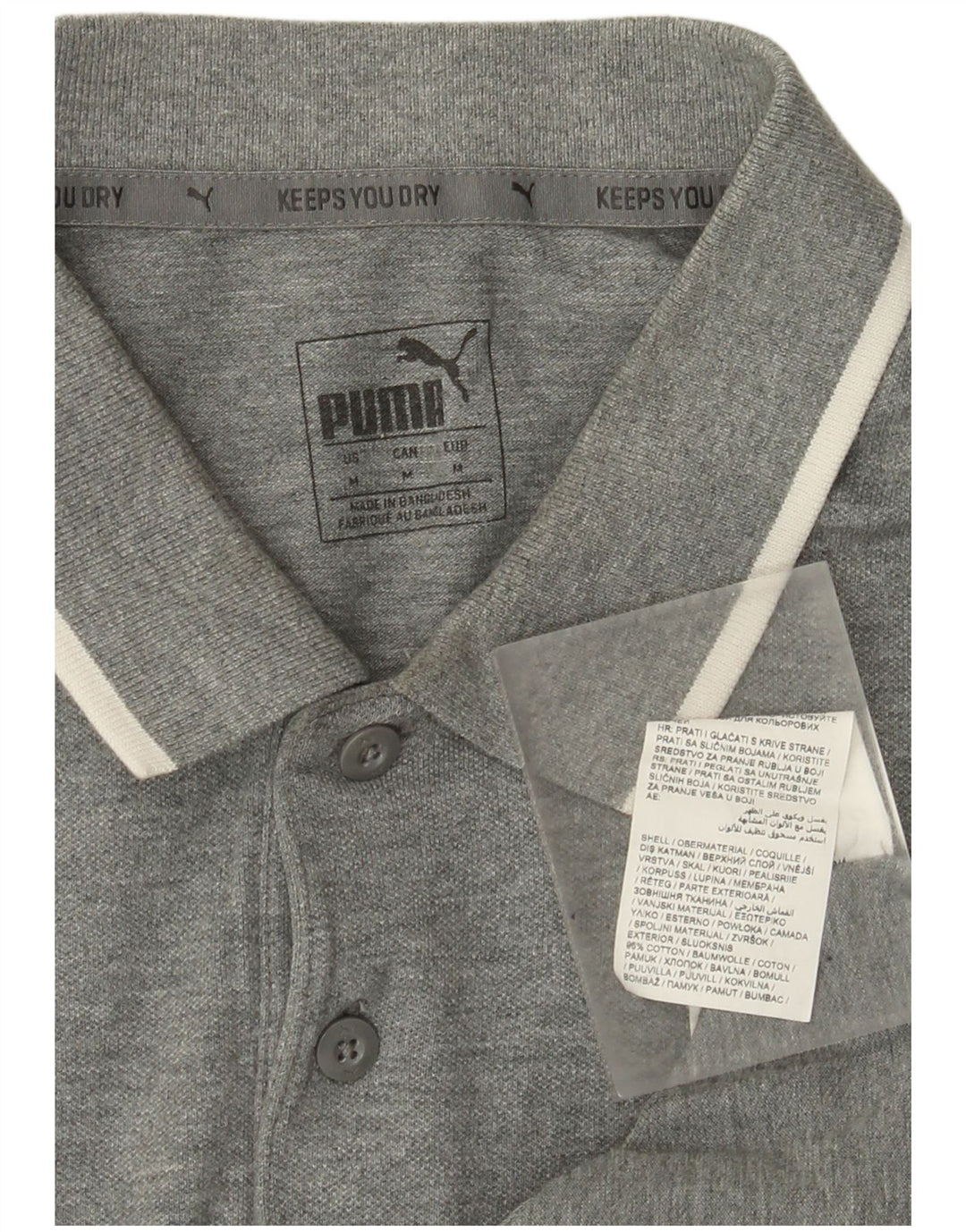 Tricou polo Puma pentru bărbați, bumbac gri mediu