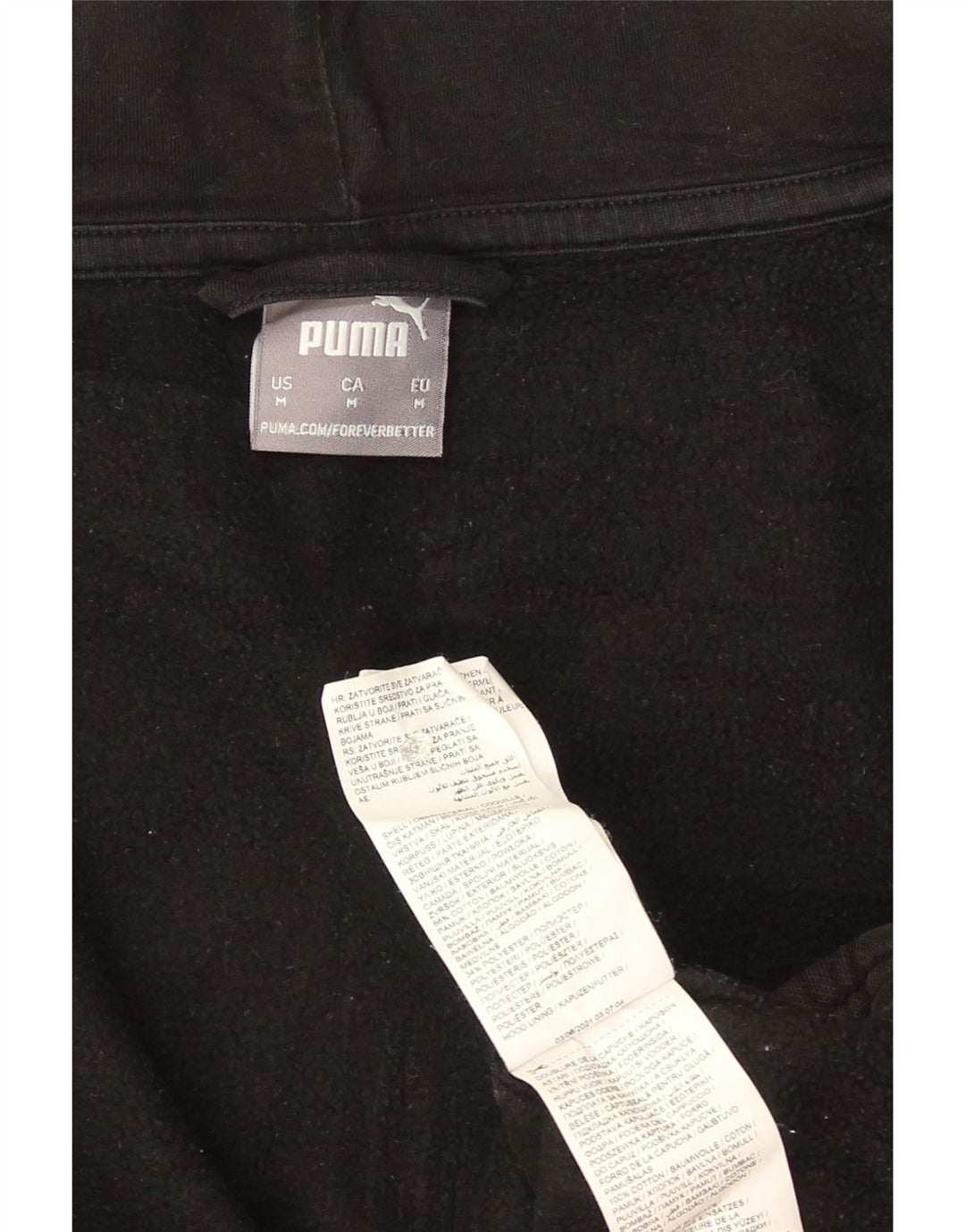Pulover Puma pentru bărbați, cu fermoar, bumbac color bloc negru mediu