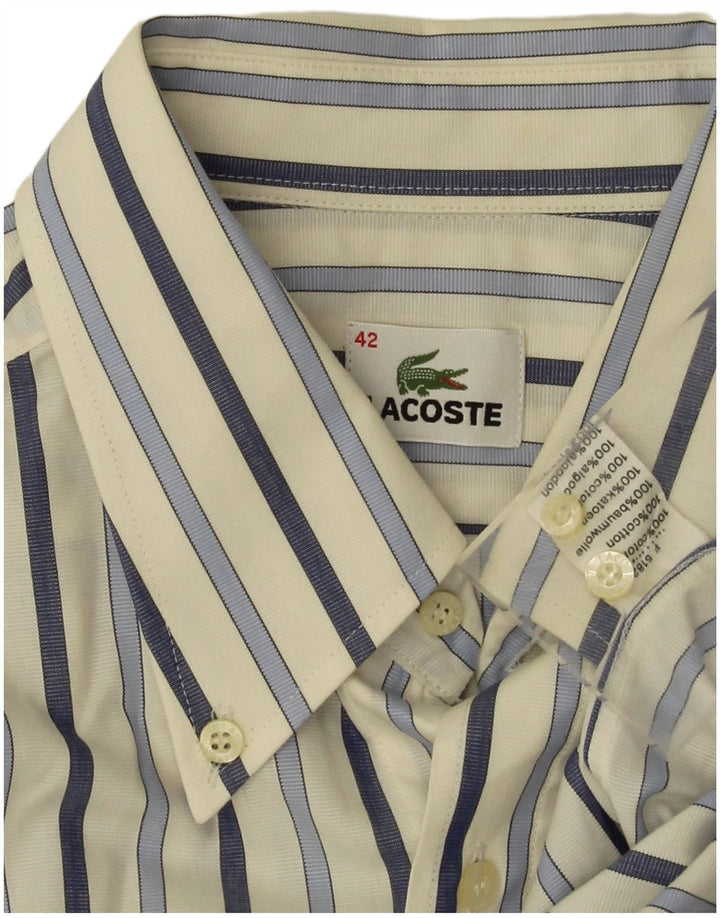 Camasa barbati Lacoste Marimea 42 Bumbac cu dungi albe mari
