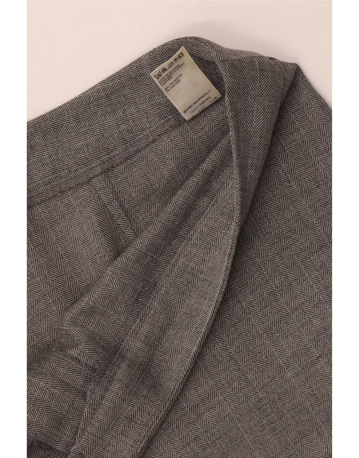 Pantaloni de costum pentru femei Marks & Spencer UK 14 Medium L32 L28 Gri Herringbone
