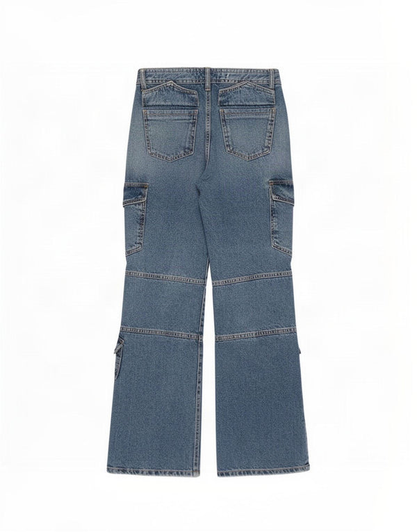 Blugi drepti cargo pentru femei Zara EU 34 2XS W28 L31 Albastru