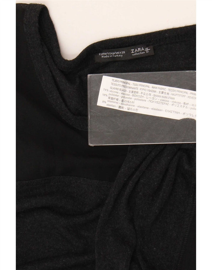 Top supradimensionat pentru femei Zara cu mânecă lungă UK 14 Medium Black Viscose