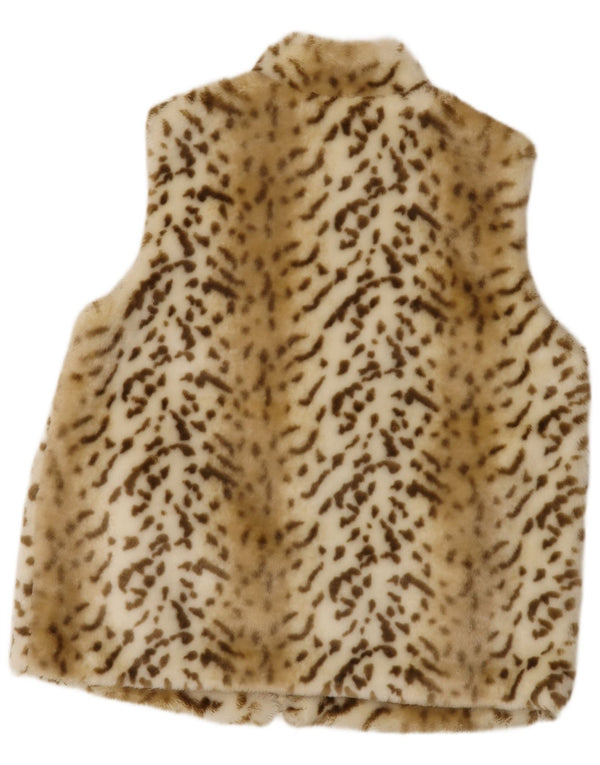 Gilet vintage pentru femei din blană artificială UK 22 3XL Bej Animal Print Poliacrilic