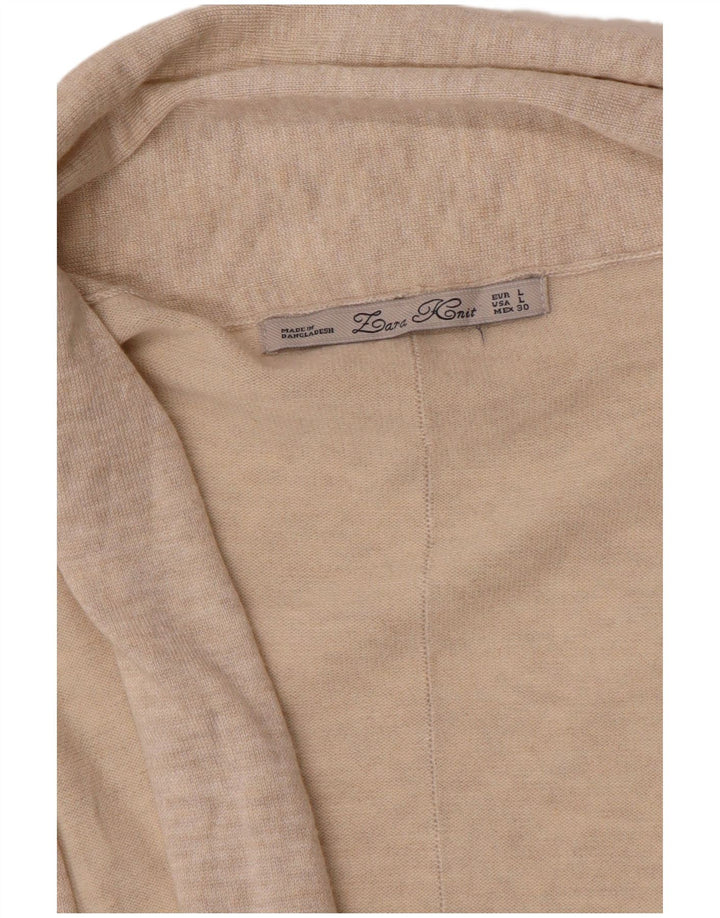 Pulover cardigan deschis pentru femei ZARA UK 14 mare bej