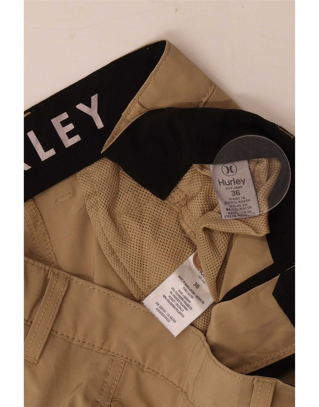 Pantaloni scurți chino pentru bărbați Hurley W36 Poliester maro mare