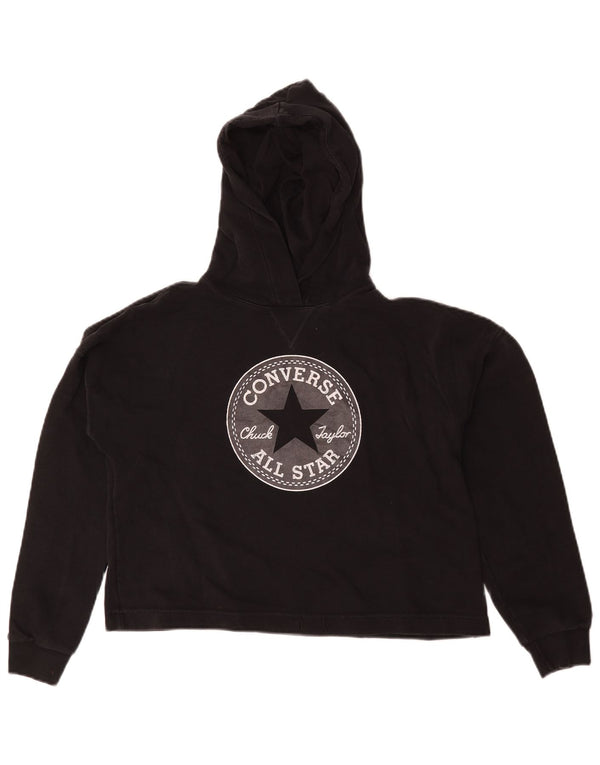 Jumper Converse Oversized Crop Graphic Hoodie pentru femei UK 10 Small Black