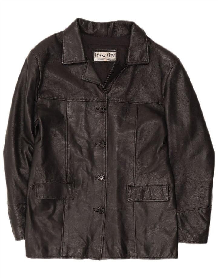 Lavorazione Artigianale Jachetă Blazer pentru femei cu 4 nasturi UK 12 Medium Black