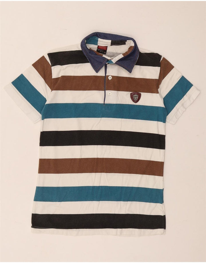 Tricou polo vintage rugby pentru bărbați, bumbac cu dungi medii, multicolore