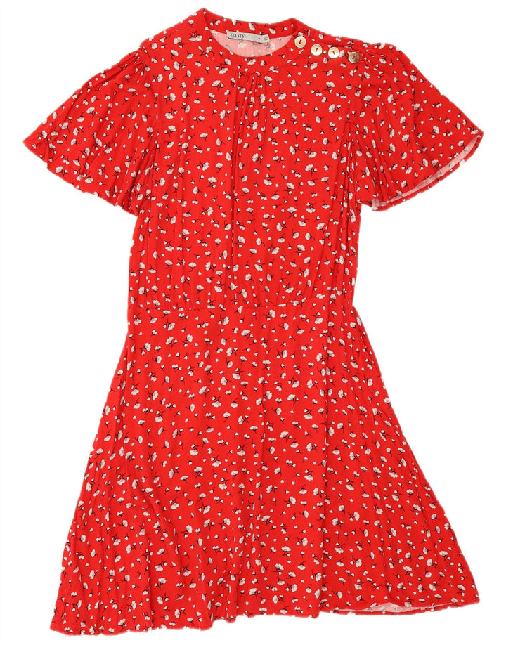 Rochie A-Line Oasis pentru femei UK 14 Medium Red Floral Viscose